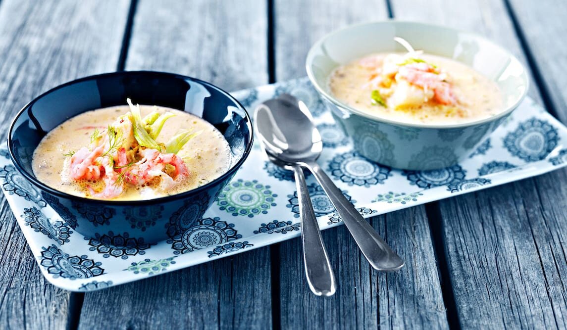 Zupa z dorsza, krewetkami i koprem włoskim