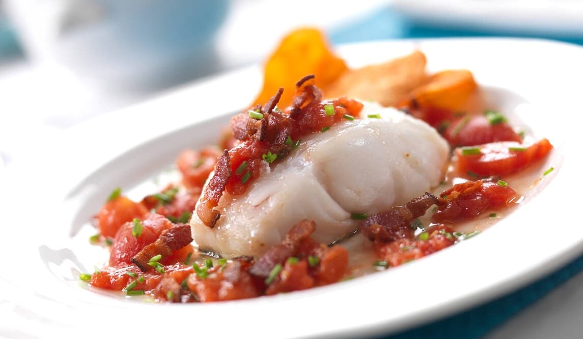 Smażony dorsz z boczkiem