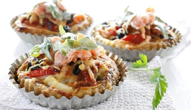 Mini zapiekanka z łososiem i halibutem