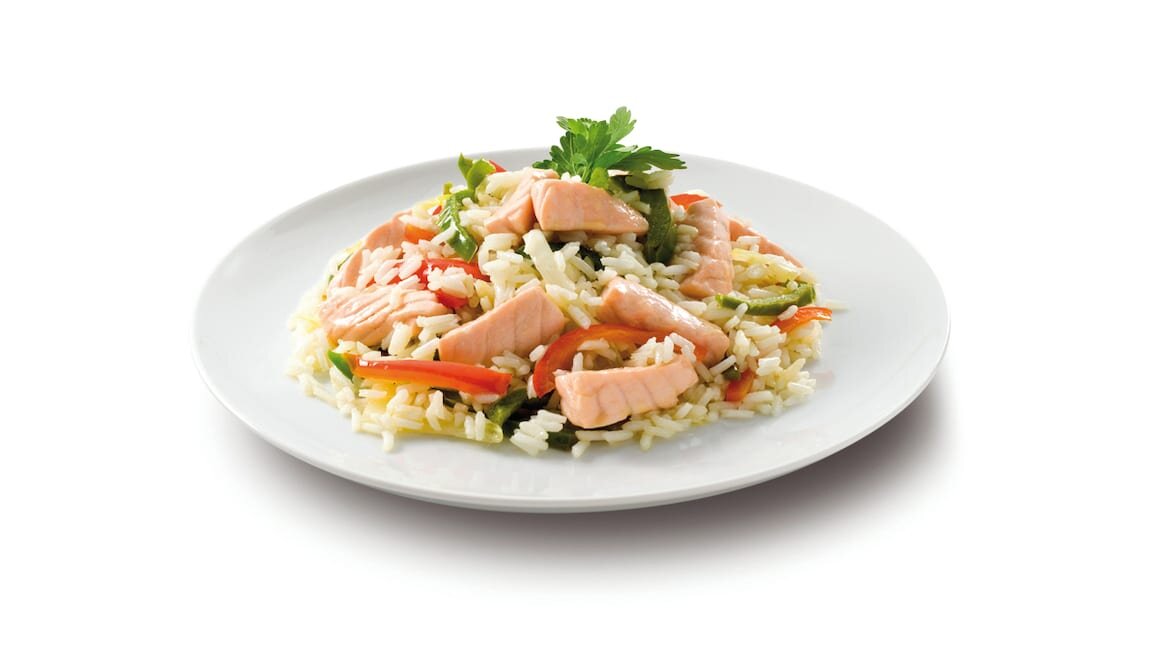 Łosoś norweski saute z ryżem