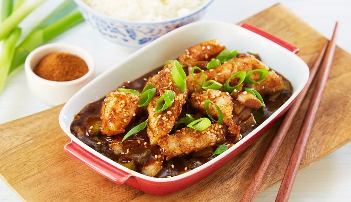 Smażony dorsz po chińsku w pięciu smakach